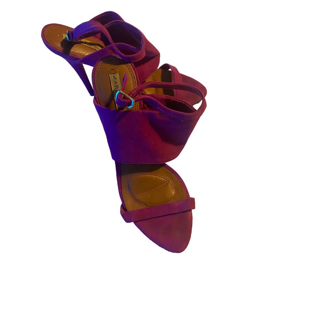 Zara basic colleciton strappy open toe heel dark pink size 7